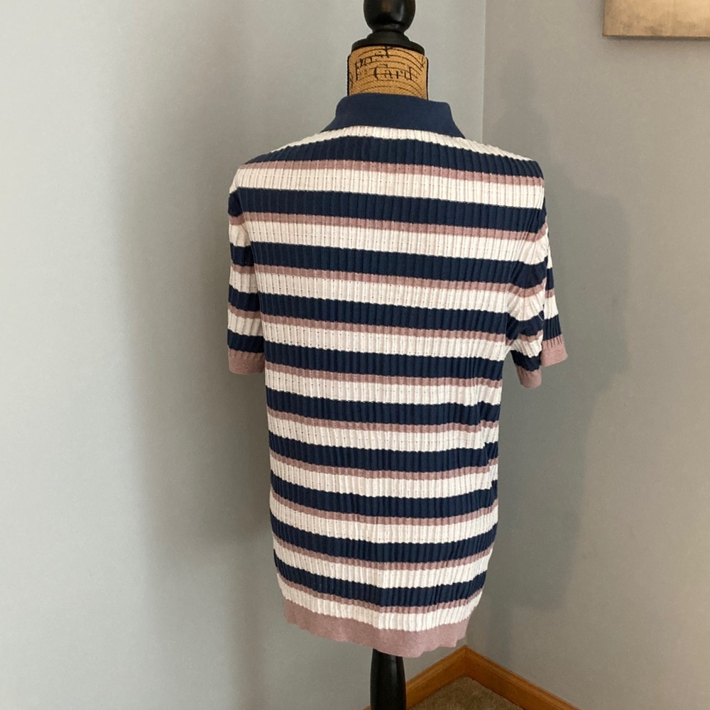Classic Striped Short Sleeve Polo Shirt  Men Size XL - Picture 3 of 12